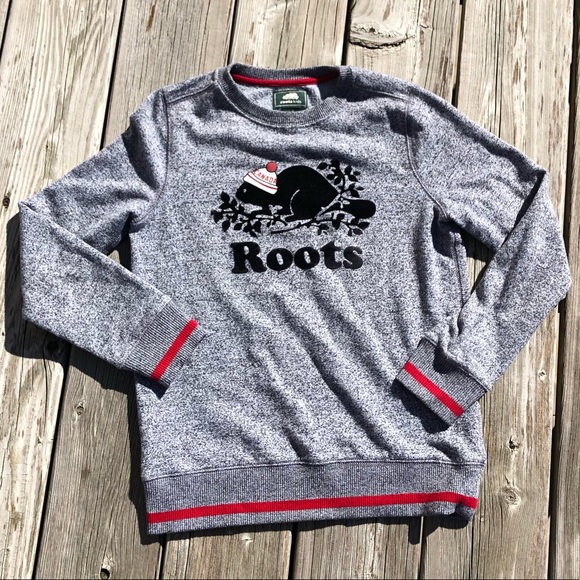 Roots Kids Buddy Crew Neck Sweatshirt Salt & Pepper sz. Lg. 9-10 - Picture 1 of 6